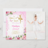 Gouden Ballerina foto uitnodiging (Voorkant)