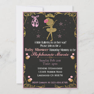 Gouden Ballerina op weg naar baby shower uitnodigi Kaart