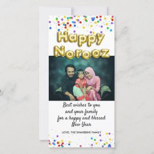 Gouden ballon Gelukkig Norooz Perzisch Nieuwjaar F Feestdagenkaart