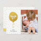 Gouden ballon Handgetekende Dank Je Foto Bedankkaart (Voorkant / Achterkant)