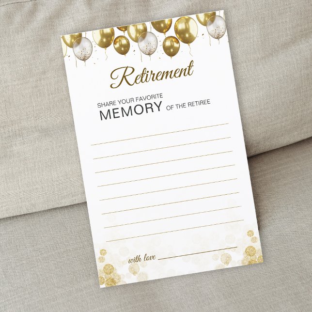 Gouden ballon Happy Retirement Deel een Memory Kaa (Gold Balloon Happy Retirement Share A Memory Card)
