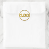 Gouden ballon nummer 100 ronde sticker (Tas)