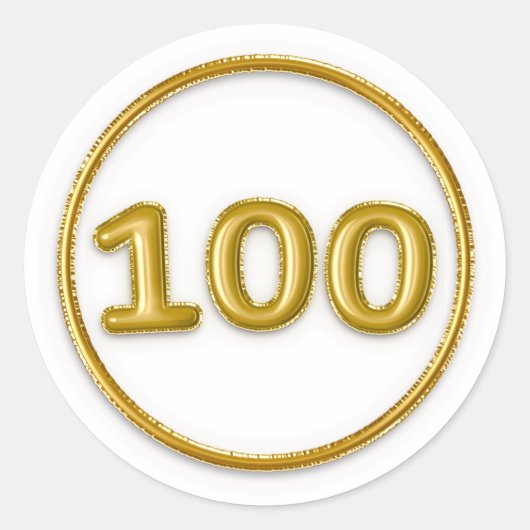 Gouden ballon nummer 100 ronde sticker (Voorkant)