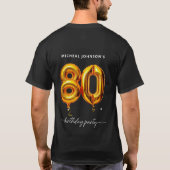 Gouden ballon zwart 80ste verjaardagsfeest t-shirt (Achterkant)