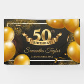 Gouden ballonnen glitter schittert fancy spandoek (Horizontaal)
