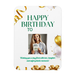Gouden ballonnen Verjaardag Kaart met geschenken e Magneet