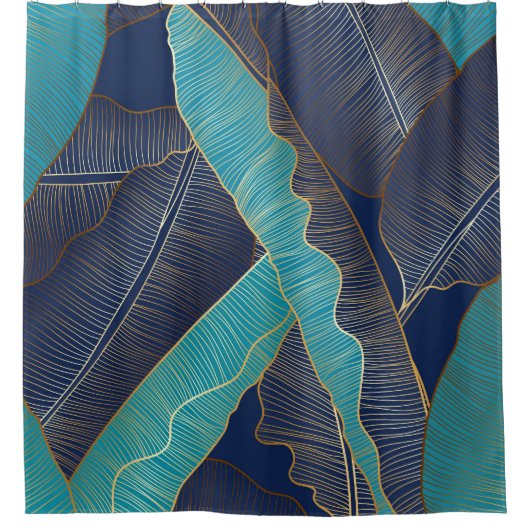 Gouden bananenblad: luxe patroon. douchegordijn (Voorkant)