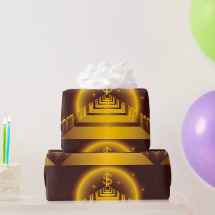 Gouden Bank Corridor Glanzende Dollar Financiën Cadeaupapier