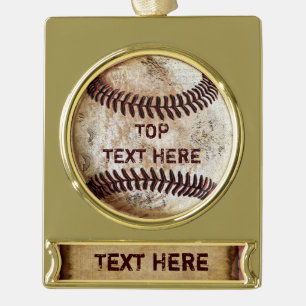 Gouden Banner Vintage Baseball Ornamenten Twee TEX Verguld Banner Ornament