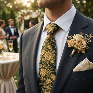 Gouden Barok Bloemrijke Elegantie Stropdas