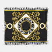 Gouden barok: Griekse zwarte rand Fleece Deken (Voorkant (Horizontaal))