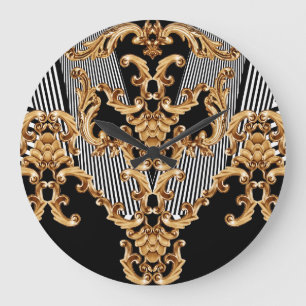 Gouden barok, ingewikkeld ornament ontwerp. grote klok