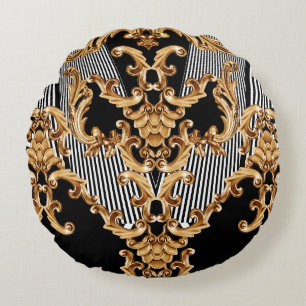 Gouden barok, ingewikkeld ornament ontwerp. rond kussen