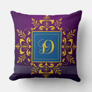 Gouden Barok Letter D Klassieke Monogram Stijl ✨ Kussen