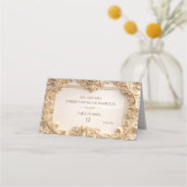 Gouden Barok Monogram Frame Ivoor Place Card (Voorkant)