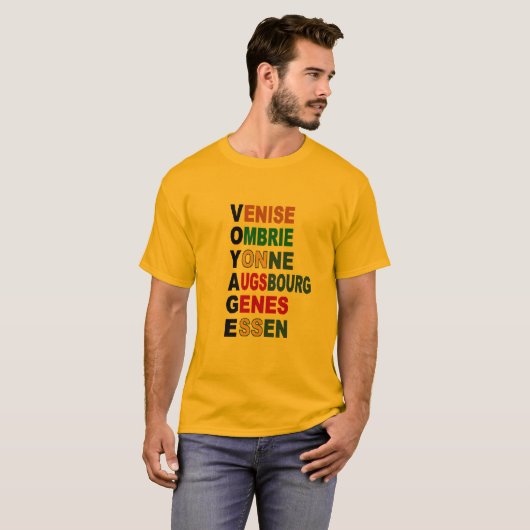 Gouden Basic T-shirt REIZEN (Voorkant volledig)
