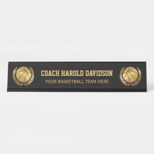 Gouden Basketbalcoach Bureau Naambordje