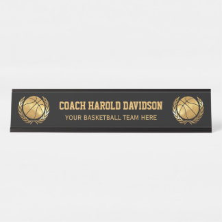 Gouden Basketbalcoach Bureau Naambordje