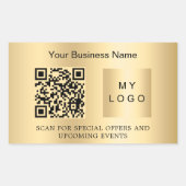 Gouden bedrijfsnaam logo qr code rechthoekige sticker (Voorkant)
