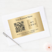 Gouden bedrijfsnaam logo qr code rechthoekige sticker (Envelop)