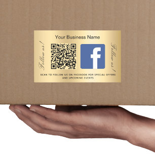 Gouden bedrijfsnaam qr code Facebook Rechthoekige Sticker