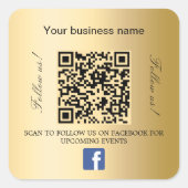 Gouden bedrijfsnaam qr code Facebook Vierkante Sticker (Voorkant)