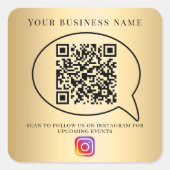 Gouden bedrijfsnaam qr-code instagram vierkante sticker (Voorkant)