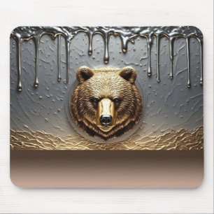 Gouden Beerreliëf Met Metaal Drip Effect 🐻 Muismat