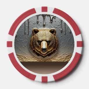 Gouden Beerreliëf Met Metaal Drip Effect 🐻 Poker Chips
