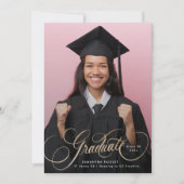 Gouden belettering Afstuderen Foto Afstuderen Aankondiging (Voorkant)