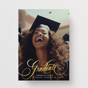 Gouden belettering Afstuderen Foto Afstuderen PART Folie Uitnodiging