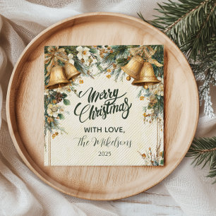 Gouden bellen Rustieke Kerst Servet