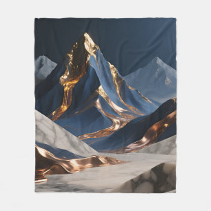 Gouden Berg Marmer Landschap Fleece Deken