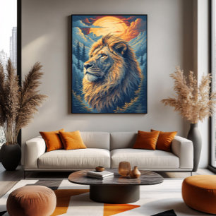 Gouden Bergleeuw Canvas Afdruk