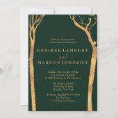 Gouden berken Bomen Bruiloft Uitnodigingen (Voorkant)