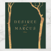 Gouden berken wijn etiket (Enkel label)