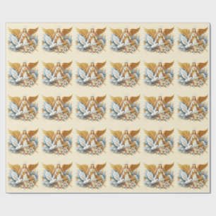 Gouden Beschermengel Met Witte Vogel Cadeaupapier