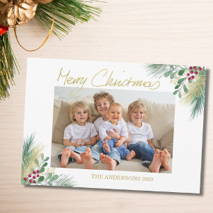Gouden bessen Foto Kerstmis Feestdagenkaart