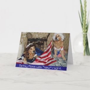 Gouden Betsy Ross Sews Flag voor 4 van Juli Kaart