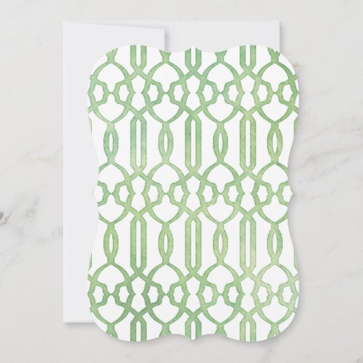 Gouden beugel Lijst Waterverf Trellis Pattern Mint Kaart (Achterkant)