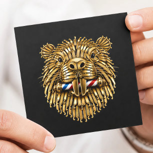 Gouden Bever Scheermes Kapperszaak Logo Kapper Vierkante Visitekaartje