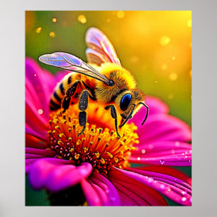 Gouden Bij Bloem Magisch Licht Design Poster