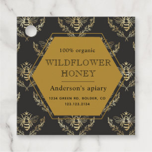  gouden bijenkoningin apiary monogram honingpot bedankjes labels