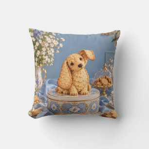 Gouden Biscuit Dachshond Blauw Porselein Theeparti Kussen