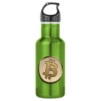 Gouden Bitcoin-waterfles - GROEN Waterfles