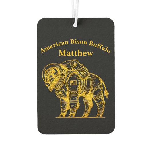 Gouden bizon in astronautenpak dat de ruimte verke luchtverfrisser (Achterkant)