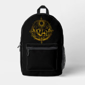 Gouden bizon in een schilderachtig landschap bedrukte rugzak (Voorkant)