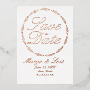 Gouden Blad Krans Save the Date Gestempeld Folie Uitnodiging