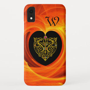 Gouden blad met Keltische knopen, Zwart Oranje Gee iPhone XR Hoesje