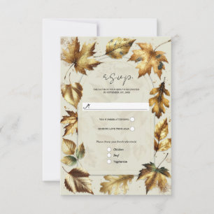 Gouden Bladeren Amandel Beige Crème Glam Herfst RS RSVP Kaartje